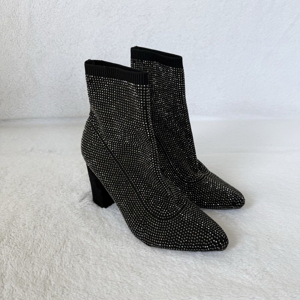 Wild Pair Women’s Baybe Bling Sock Ankle Party Booties Rhinestones Size 7.5